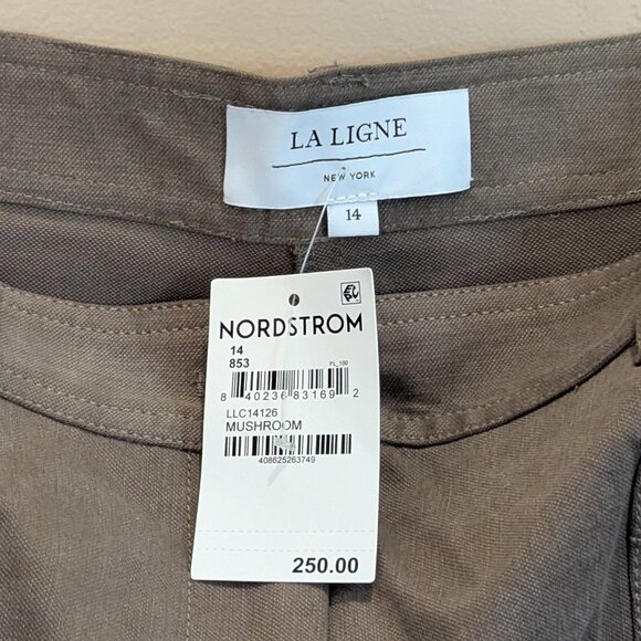 La Ligne NY High Waist Patch Pocket Shorts Mushroom Size 14 NWT - Orig. $250 - Picture 9 of 11